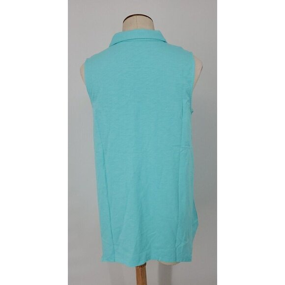 Soft Surroundings Med Danielle Turquoise Sleeveless Mismatch Button Tank NWT - Picture 8 of 14